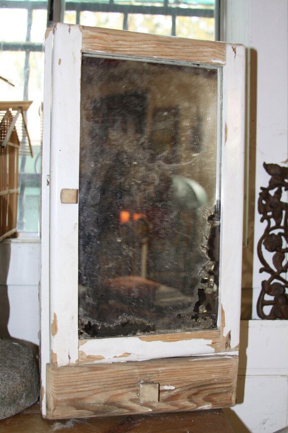 Vintage Wood Shabby Chic Medicine Cabinet With Patina Etsy