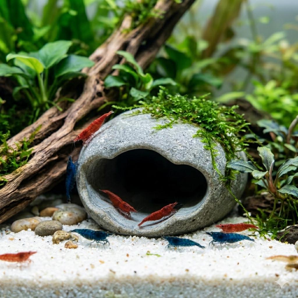 Shrimp Cave Hide, Natural Stone Shrimp Shelter, Neocaridina Caridina