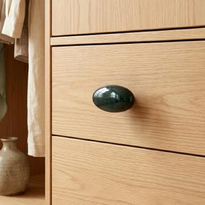 Drawer Knobs Black Stone Oval, Kids Drawer Knobs, Unique Drawer Hardware, Quick & Easy Install, Fits a Wide Range of Cabinets