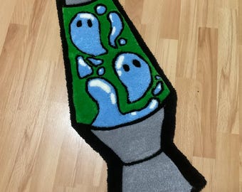Tufted rug lava lamp with ghosts, acrylic, handmade, room decor