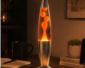 Orange Lava Lamp, Retro Wax Motion Lamp, 33cm Aluminum Table Lamp, Vintage Mood Light, Bedroom Decor, Dorm Room Gift