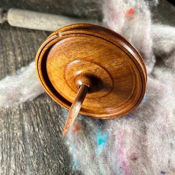 Support or Drop Spindle for Spinning in Upcycled Red Mahogany