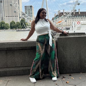 Ankara Statement Print vida palazzobyxor med remsor