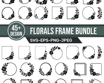 Floral Frame Clipart Bundle | Botanical Line Art (Digital Download)