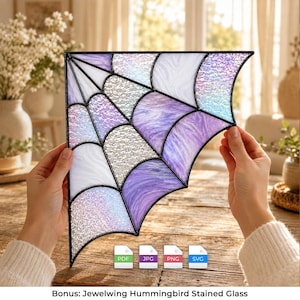 Spider Web Stained Glass Pattern | Corner Spiderweb SVG PDF, Halloween Fall Gothic Decor, Beginner Digital Download