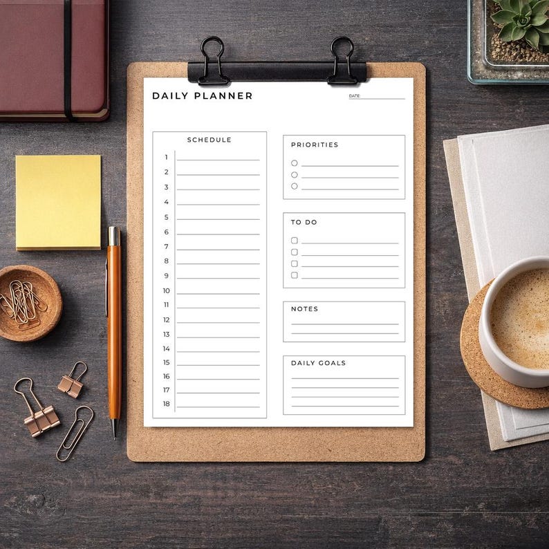 Minimalist Daily Planner Printable | A4 A5 Letter 6x9 (digital Download ...