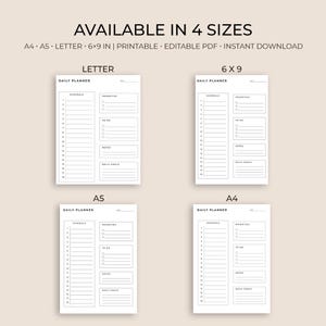 Minimalist Daily Planner Printable | A4 A5 Letter 6x9 (digital Download ...