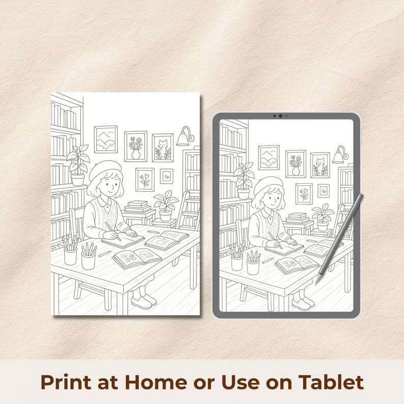 Cozy Bookstore Coloring Book for Adults – Book Lover & Cozy Reading ...
