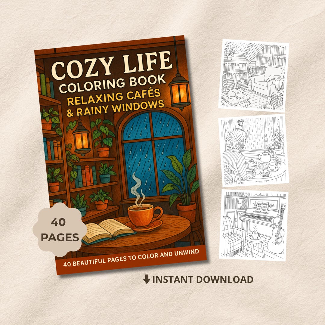 Cozy Coloring Book – Cozy Coloring Pages for Adults, Relaxing Café ...