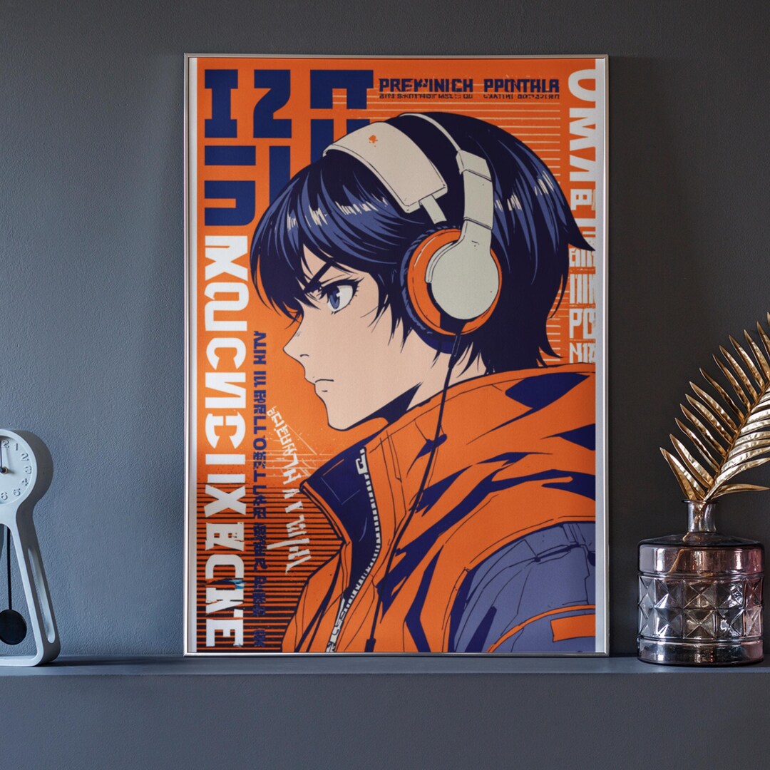 Retro Anime Poster 90s | Japanese Manga Wall Art Print | Boy With ...