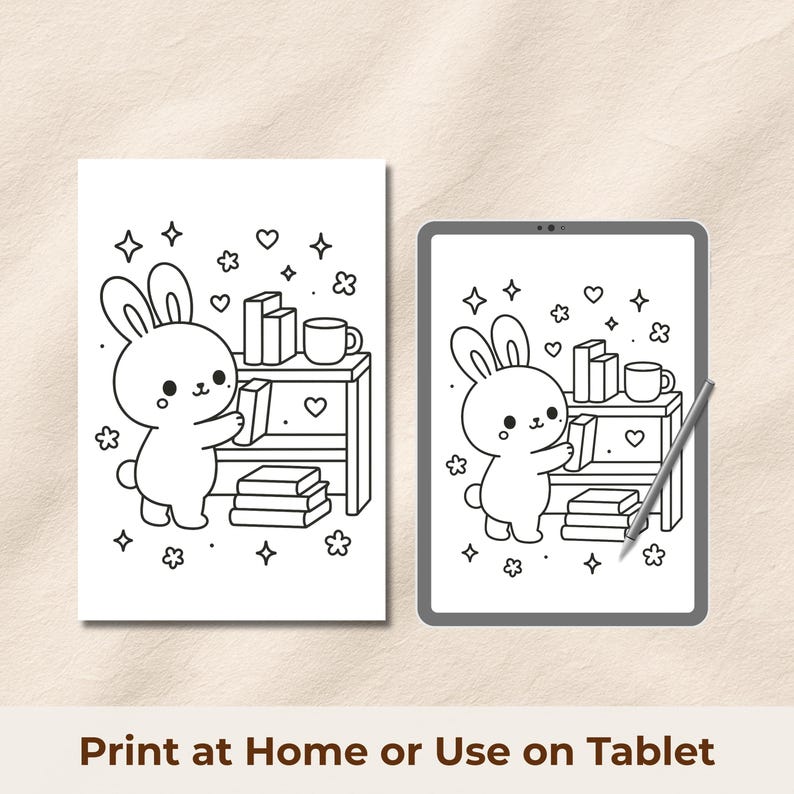 Kawaii Cozy Animals Coloring Book, Cute Animal Coloring Pages, Cozy Adult Coloring Book, Printable PDF image 3
