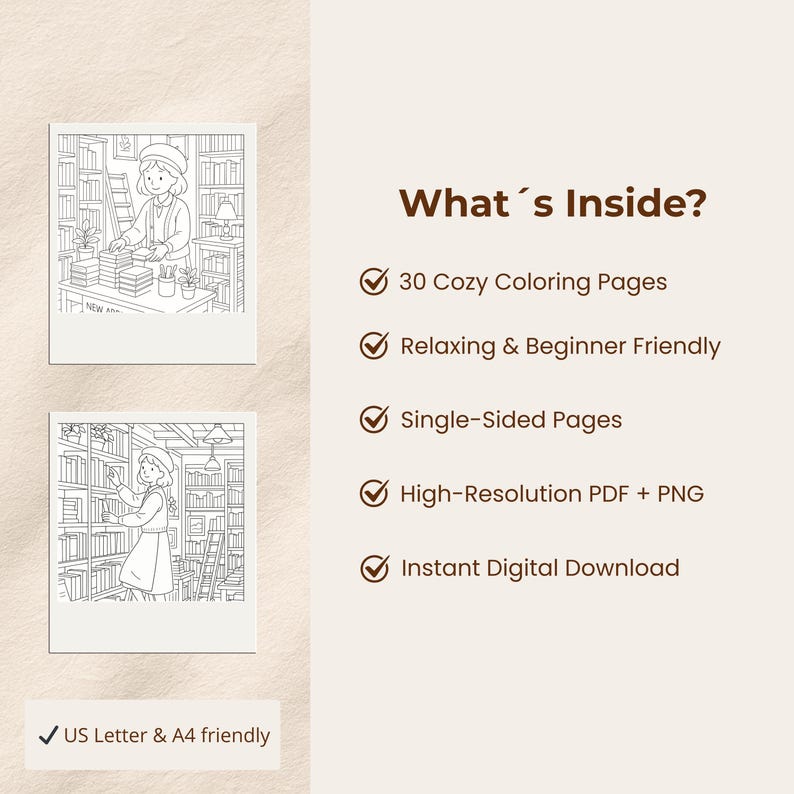 Cozy Bookstore Coloring Book for Adults – Book Lover & Cozy Reading ...