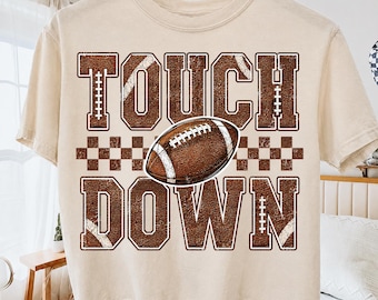 Touch Down Season PNG, Checkered Football Game Day Shirt Design for Women