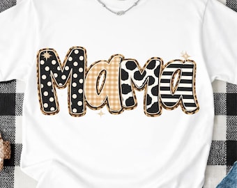 Mama PNG Leopard Mama Shirt Design Checkered Mama PNG Retro Png Sublimation Download Neutral Png Design Mothers Day Png Mom Shirt Design