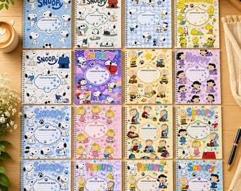 Peanuts Notebook Cover Bundle, Snoopy Composition Book Covers, Back to School Printable PDF, Editable Canva Templates, Digital Download