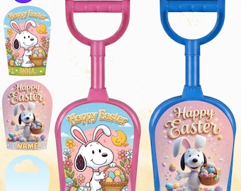 Toy Shovel Easter Canva Template, Editable Easter Basket Label, Kids Easter Gift Tag Printable