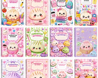 20+ Glitter Dumplings Composition Notebook Covers, Kids Notebook Cover, Back to School Printable, Editable Canva Template,Digital Download