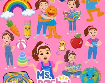 200+ Miss Rachel Birthday Party PNG Clipart, Cake Topper, DIY Decor, Party Decor, Kids party printables, Miss Rachel Stickers, Girls Decor