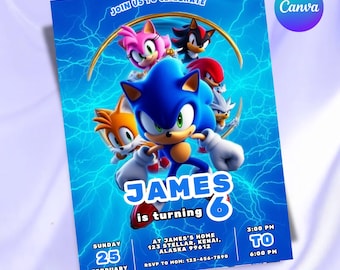 Sonic Editable Birthday Invitation | Hedgehog Party Invitation Template Printable | For Boy and Girl invitation | Invite Instant Download