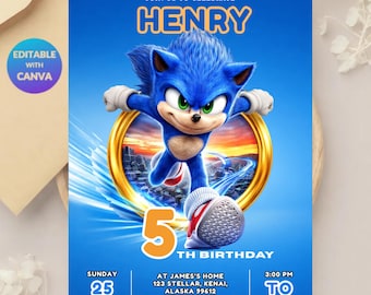 Sonic Birthday Invitation: Editable Party Invite (Canva)