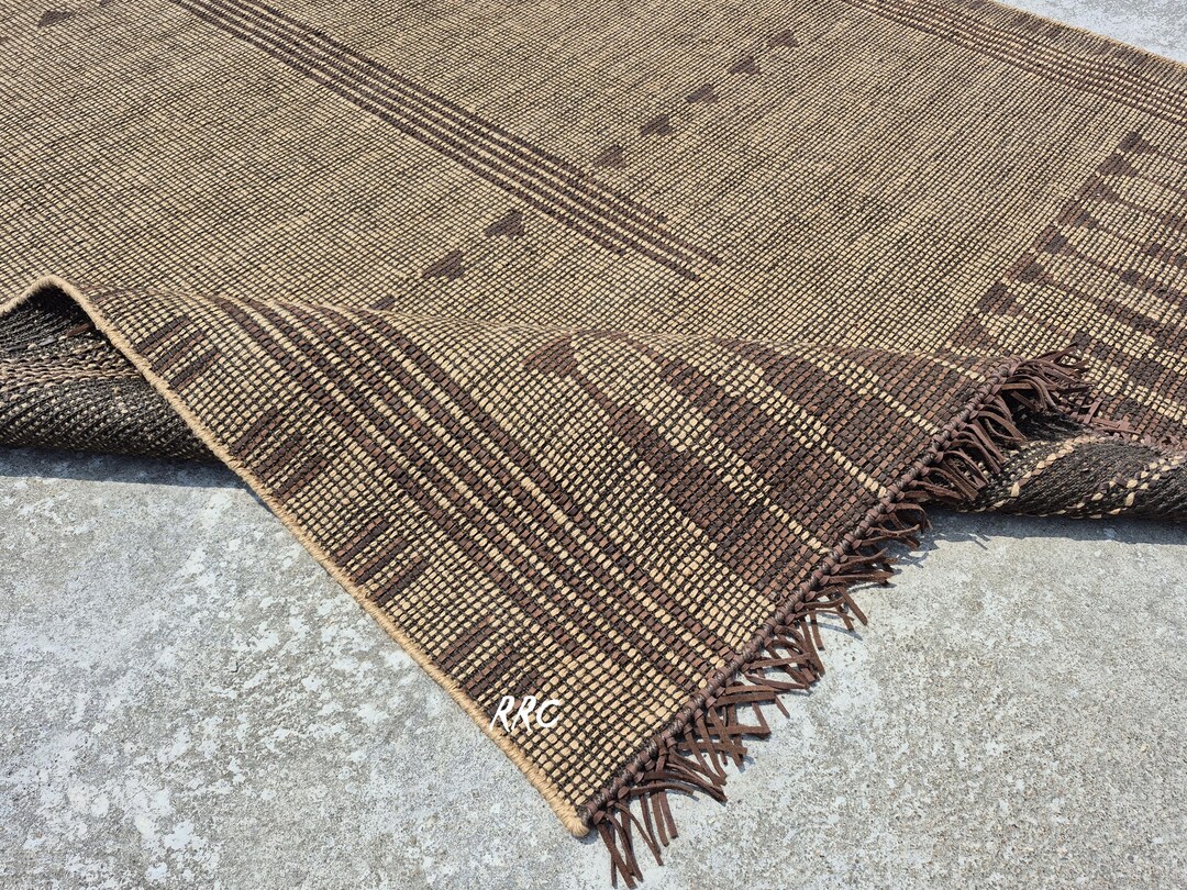 Reed Rug Tuareg Rug Leather & Jute Mat - African Reed Carpet, Handwoven Tribal ...