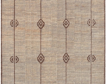 Handmade Tuareg Jute Leather Rug | Moroccan Tribal Flatweave Carpet (Custom Size)