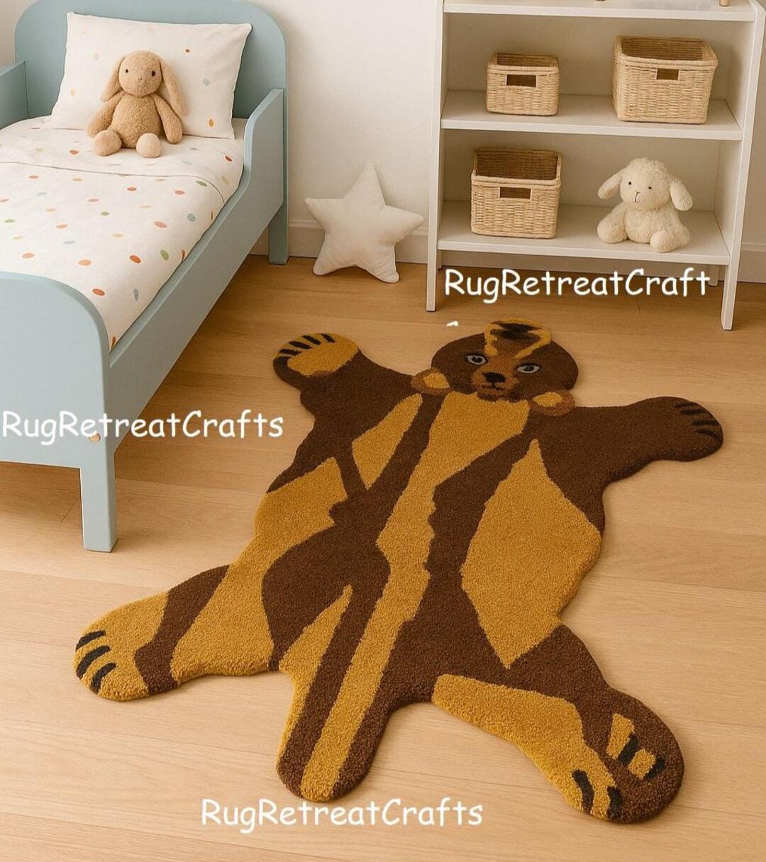 Hand Tufted Wool Bear Rug, Kids Nursery Area Rug, Cute Animal Carpet ...