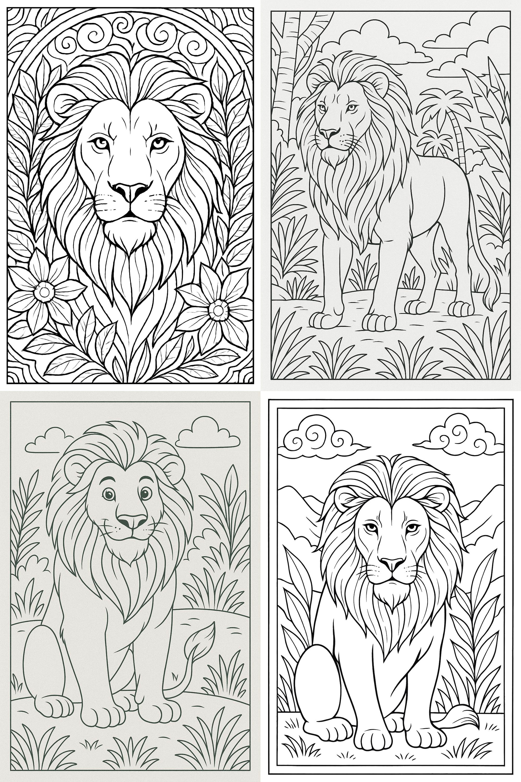 Lion Coloring Page - Printable Safari Animal Coloring Sheet for Kids ...
