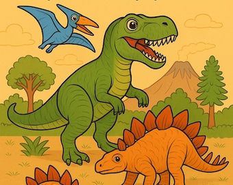 Dinosauriemålarbok – 25 detaljerade | Roliga sidor för barn | Utskrivbar PDF (A4 och Letter)