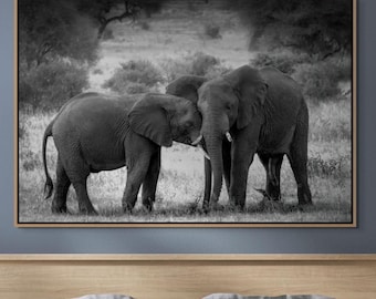 Elephant Photography Art Print Design Wall Decor Living Room Interior Style African Art Gallery Wall Hanging Decor Black White Wildlife Art
