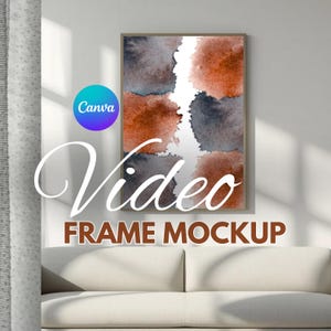 Maqueta de video de marco de arte de pared / Plantilla de lienzo única para diseños decorativos