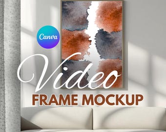 Maqueta de video de marco de arte de pared / Plantilla de lienzo única para diseños decorativos