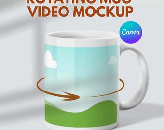 Rotierendes Videobecher-Modell, Canva-Vorlage, einzigartiges dekoratives Design.