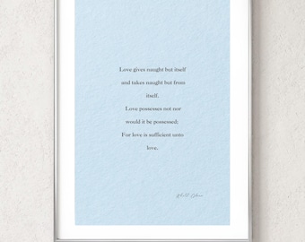 Impresión del poema de Kahlil Gibran, Calma azul celestial (descarga digital)