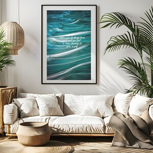 Rumi Quote Art Print: Teal Ocean Waves, Soulful Joy