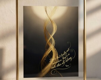 Lámina con cita de Rumi, póster con escritura dorada, decoración de pared romántica y espiritual (descarga digital)