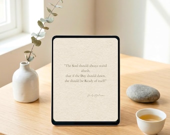 Lámina con cita de Emily Dickinson, arte literario botánico en crema (descarga digital)