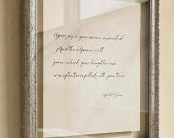 Lámina con poemas de Kahlil Gibran, arte mural minimalista con sabiduría (descarga digital)