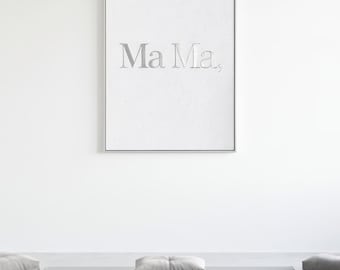 Estampado del mantra lunar en relieve: Ma Ma Silver Line Art