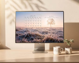 Fondo de pantalla de escritorio con calendario de noviembre, paisaje minimalista, brújula espiritual (descarga digital)