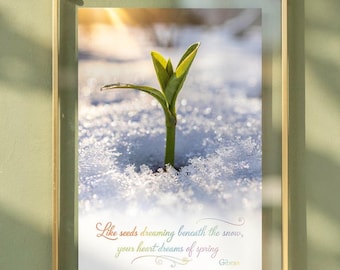 Lámina con cita de Kahlil Gibran: Sueños de primavera, arte mural de guía espiritual (descarga digital)