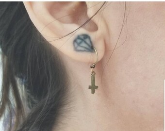 Upside Down Cross Earrings - Etsy