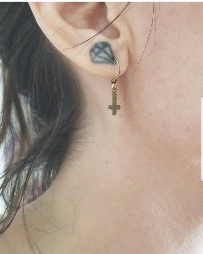 Upside down cross stud earrings Clearance