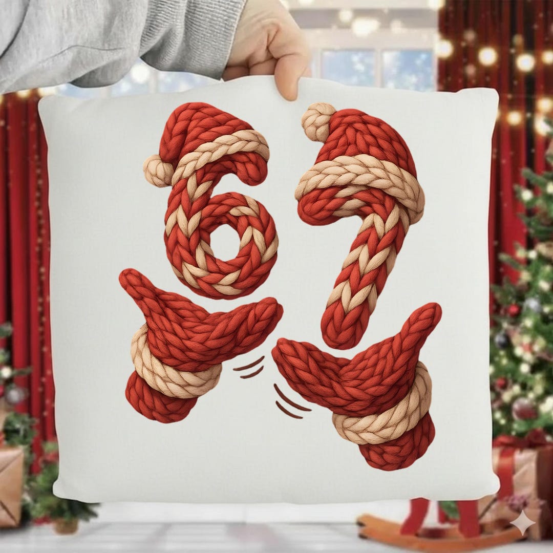 67 Christmas PNG, Crochet Rope Numbers With Santa Hat, Holiday Yarn ...