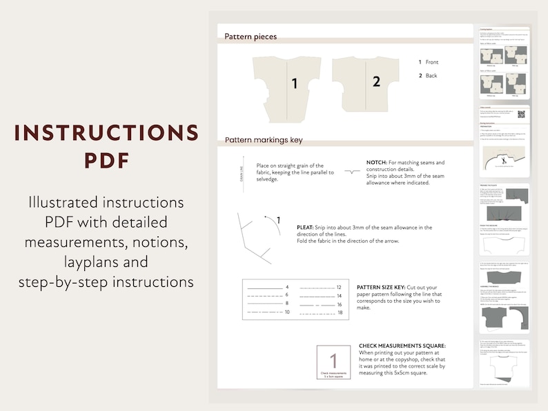 The Pleat top | Beginner level | Digital PDF sewing pattern image 8