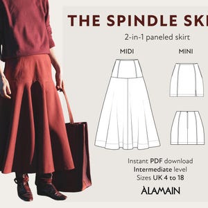 The Spindle Skirt | 2-in-1 midi and mini | Intermediate level | Digital PDF sewing pattern