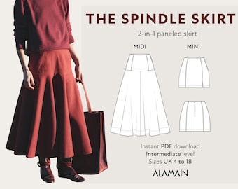 The Spindle Skirt | 2-in-1 midi and mini | Intermediate level | Digital PDF sewing pattern