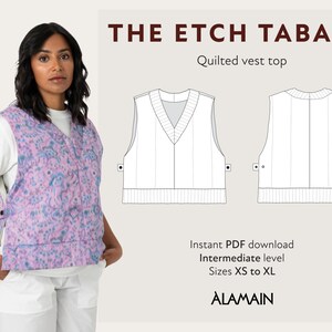 The Etch Tabard | Quilted vest top | Digital PDF sewing pattern | Intermediate level