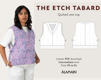 The Etch Tabard | Quilted vest top | Digital PDF sewing pattern | Intermediate level
