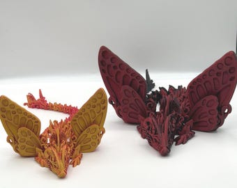 3D Printed Butterfly Winged Dragon: Flexible Fantasy Articulated Figurine Toy Gift